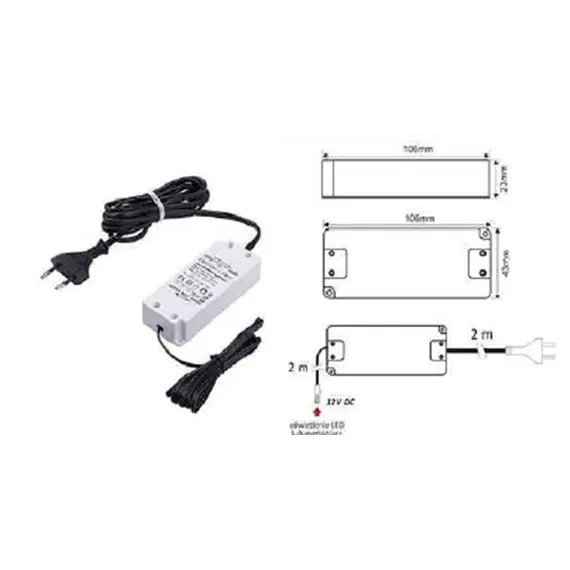 U12-012-SP-2C0-201 Блок питания LED STANDARD PLUS 12W 12VDC, черный провод 4 м, мини-гнездо