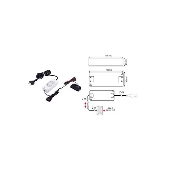 U12-016-SP-2C0-4W6 Блок питания LED STANDARD PLUS 16W 12VDC, черный провод 6 м, разветвитель 6 гнезд