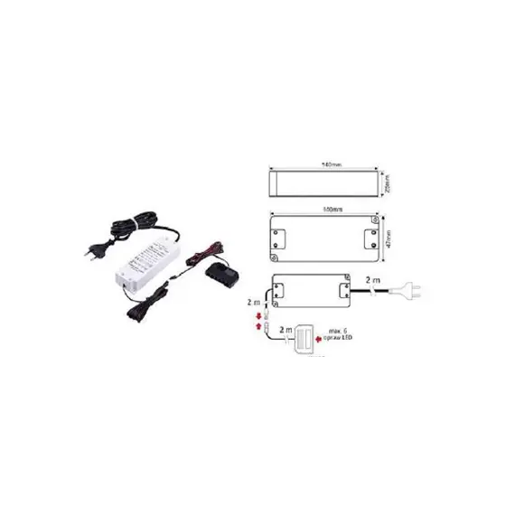 U12-033-SP-2C0-4W6 Блок питания LED STANDARD PLUS 33W 12VDC, черный провод 6 м, разветвитель 6 гнезд