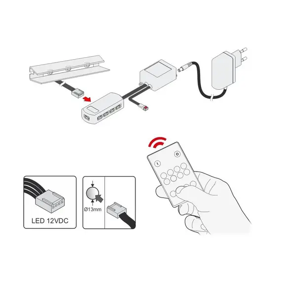 KLIP-RGB066x06-2M-02 Светильник LED KLIPS металлический 0,75W 12VDC RGB, провод 2 м - 2