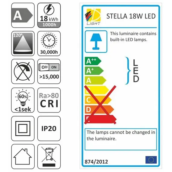 STELLA-18-40K-01 Светильник LED STELLA 18W 230VAC 4000К - 2