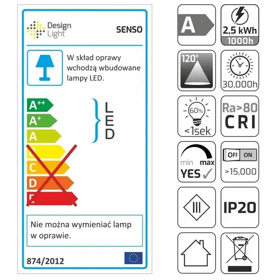 SENSO-AL-60K-01 Светильник LED SENSO 2,5W 12VDC 6000K, провод 2 м, алюминий - 3