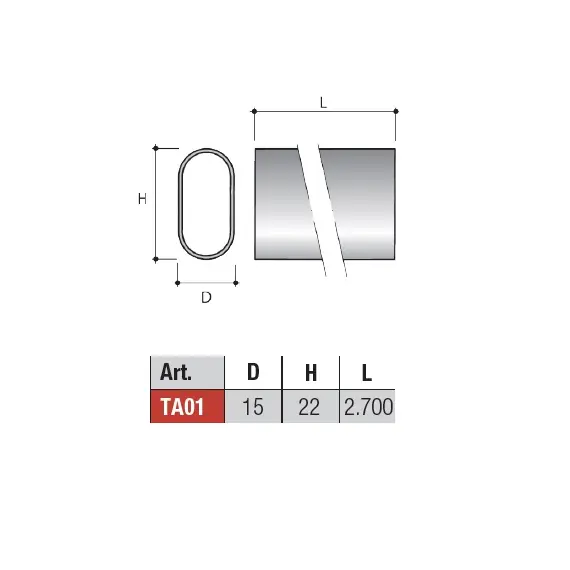 TA01FNL Штанга овальная, d15х22 мм, сталь - 1
