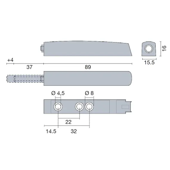 915-7193-380-00 Корпус для толкателя PushOpen длинного (серый) - 2