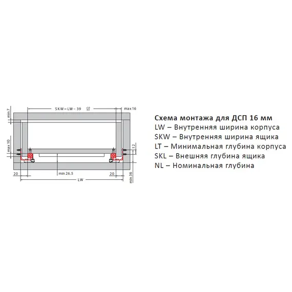 658-1250 Направляющие скрытого монтажа 3/4 открывание FitClose установка замками 500 мм - 2