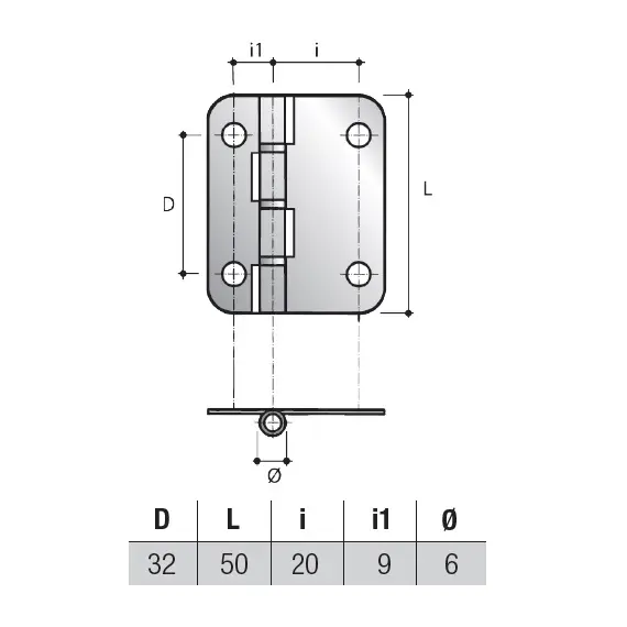 CE01FZ Петля карточная 50х32 мм, d6 мм, цинк - 1