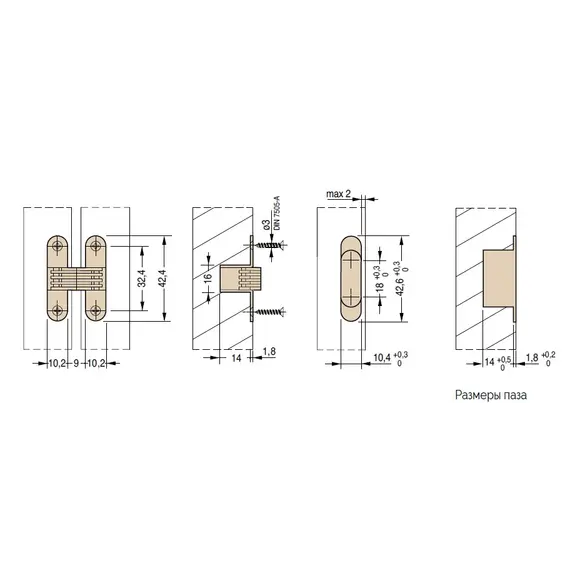 CI000503NIK00 Петля скрытая для мебели 42,4х10 мм, никель - 1