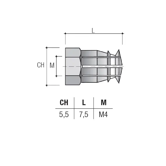 BU33OL Муфта М4 5,5х7,5 мм без шарика, латунь - 1