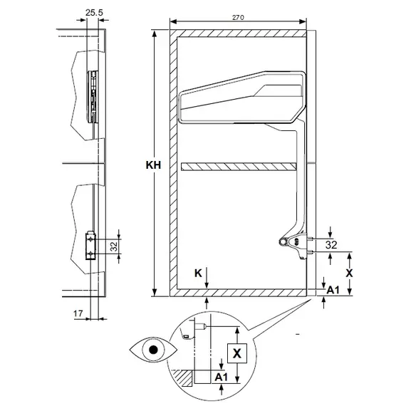 2720140006 Подъемник ФриФолд Шорт, F3fs, комплект H650-730 мм - 3