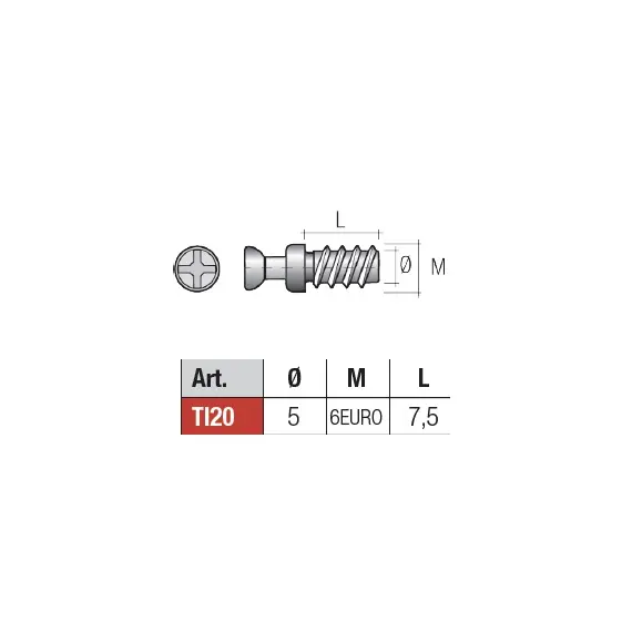 TI20ZZ Дюбель d5х7,5 мм M6euro, цинк - 2