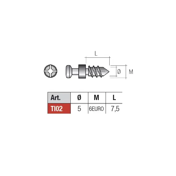 TI02FZ Дюбель d5х7,5 мм M6euro, цинк - 2
