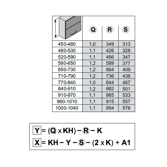 2720090006 Подъемник ФриФолд Шорт, E1fs, комплект H580-650 мм - 3