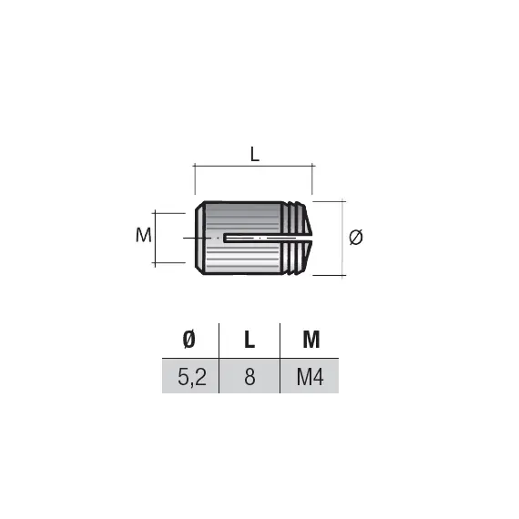 BU007OL Футорка М4х5х8 мм (латунь) - 1