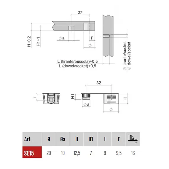 SE15ZNL Эксцентрик D20x12,5 мм, никель - 1