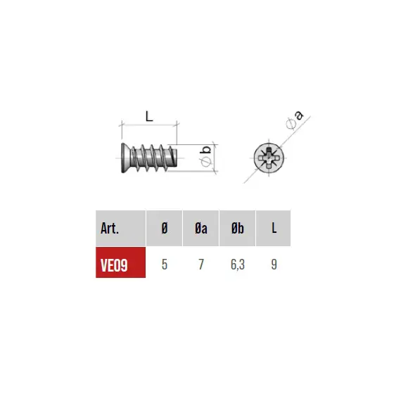VE09FZ Евровинт М6,3х9 мм, цинк - 1