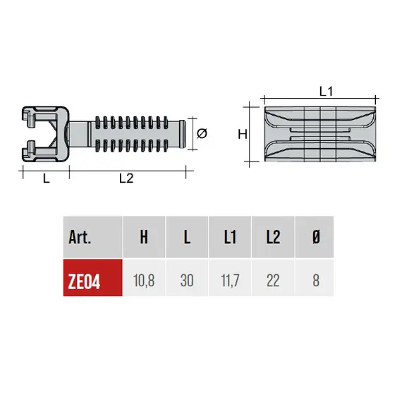 ZE04PGR Полкодержатель потайной Zer0, h=10,8 мм, пластик серый RAL7045 - 1