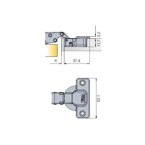 704-0595-054-00 Петля T-type 110/45/9 мм Touch Opening - 2