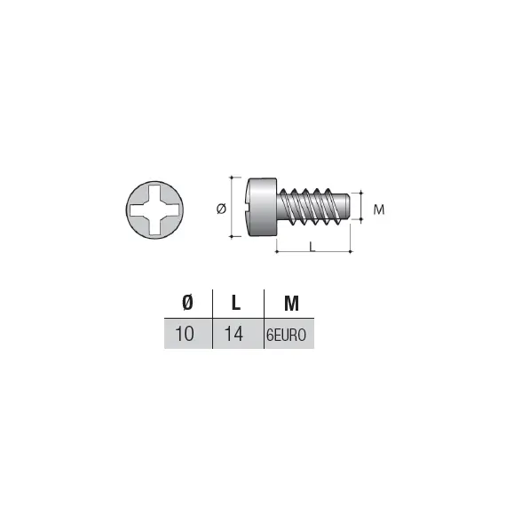 FT01ZZ Винт для соединителя d10, М6х14мм, цинк - 1