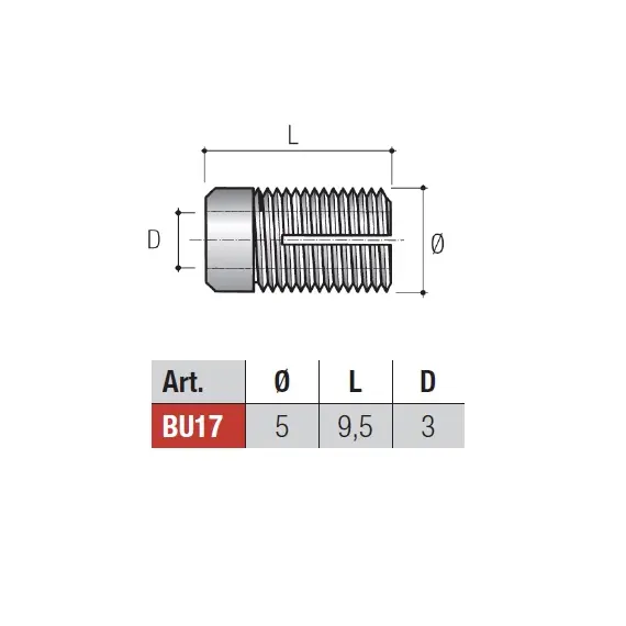 BU17PN Футорка d5х9,5 мм, пластик - 1