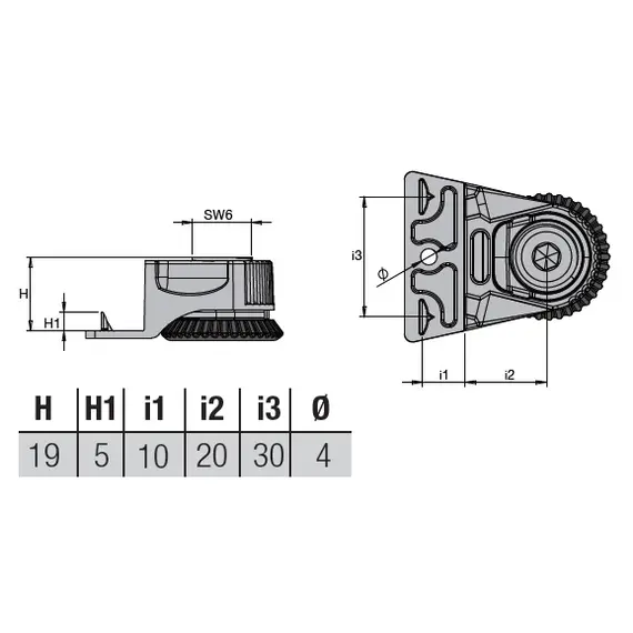 PI41ZL Опора регулируемая, 2 наконечника - 1