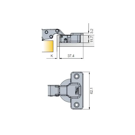 704-0662-054-00 Петля T-type 110/45/17 мм Touch Opening - 2