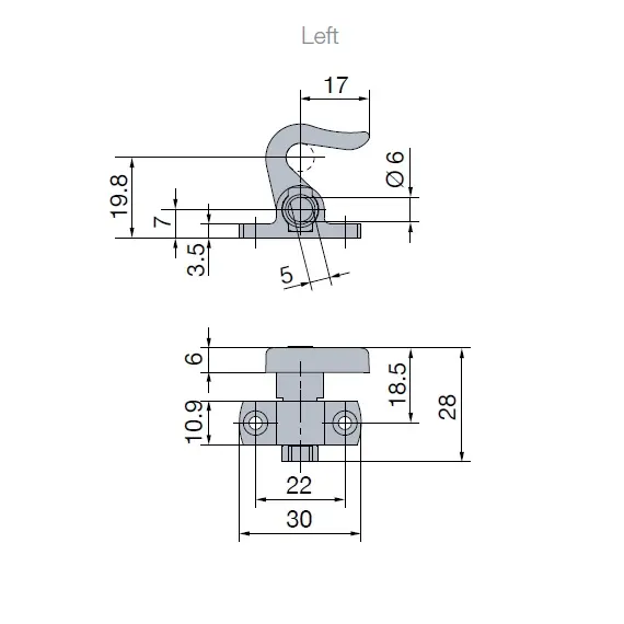 927-9823-370 Крючок левый для замка Push Esp Lock, коричневый - 1