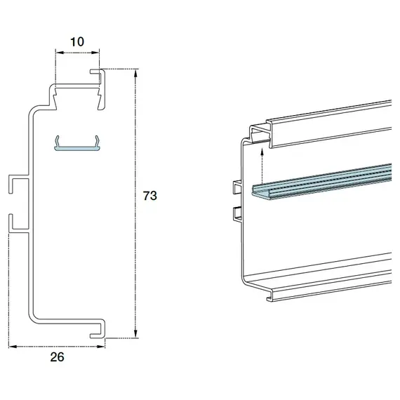 70.1023.57.00.410 Профиль горизонтальный П-образный Gola LED - 2