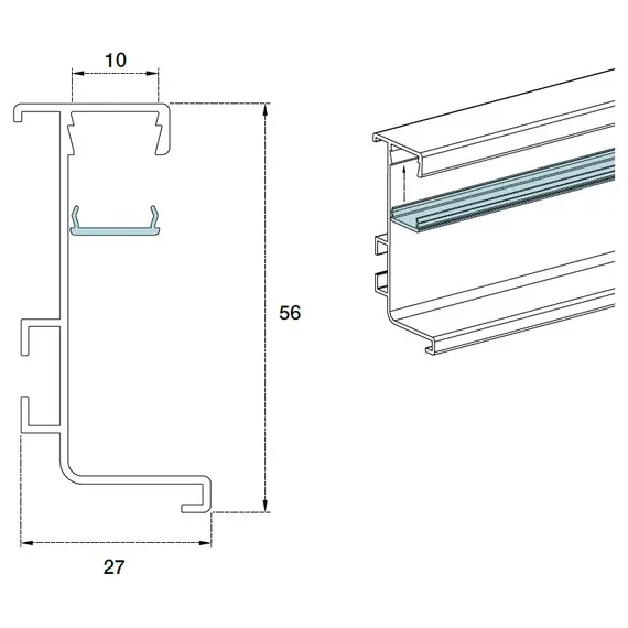 70.1024.803.00.410 Профиль горизонтальный Г-образный Gola LED - 2