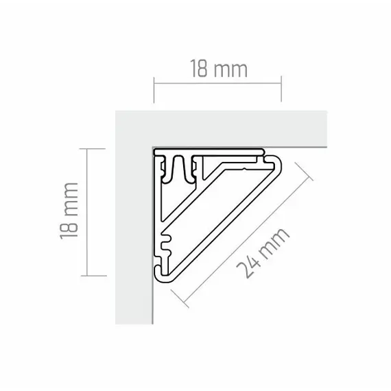 PROFIL-CORNERLINE-OP-1W Профиль для LED ленты PROFIL CORNER LINE 1 м, алюм, молочный рассеиватель - 2