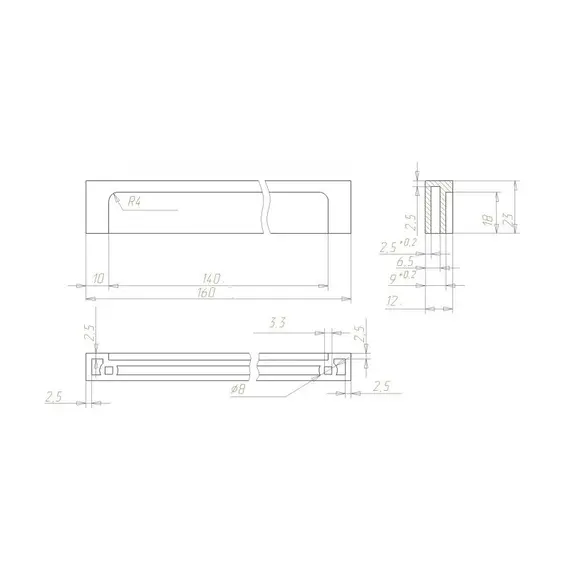 Ручка квадратная 160мм хром матовый РК-160К - 2