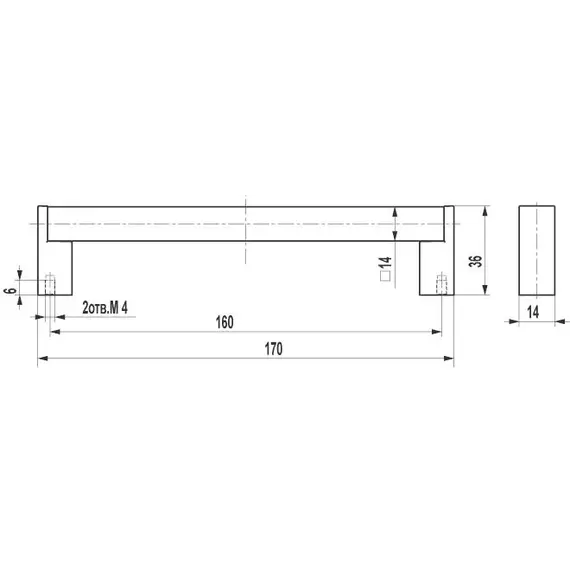 Ручка-рейлинг RL(03) 08.00.160 St св. - 1