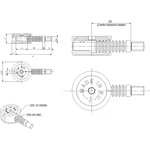 25564 Стяжка кроватная 35 Х 17+ М8 Х64 (255G008064Z) - 3