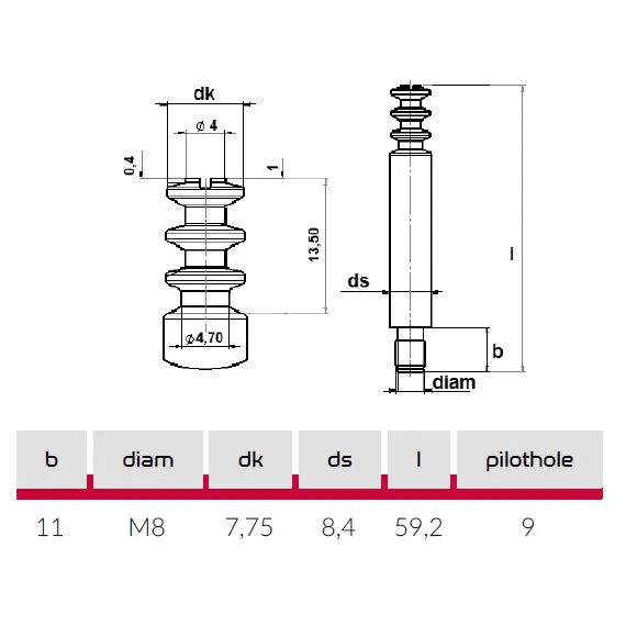 2450108055Z Дюбель кроватной стяжки М8х55 - 6