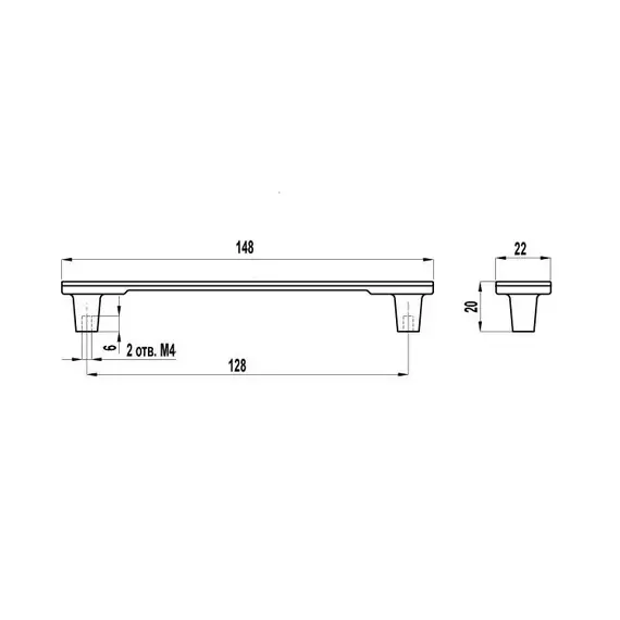 Ручка-скоба FS-121 128 Cr глянцевый - 1
