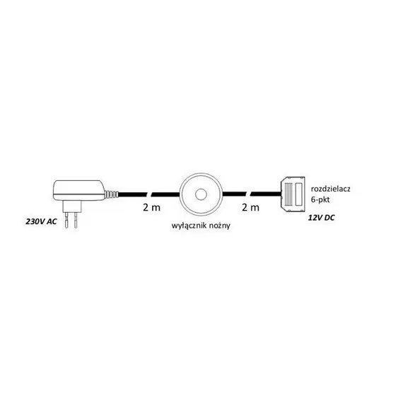 ZSI-12DC-6W-MIN-22W Блок питания LED 6W 12VDC, ножной выключатель, разветвитель 6 гнезд, провод 4 м - 2