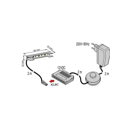 ZZ-KLIP-2-30K-01W Комплект светильник LED KLIPS металлический 3000К (2 шт.), ножной выключатель, блок питания - 10