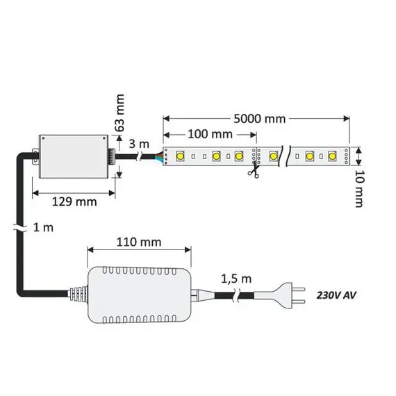 ZLF-RGB-5M-03W Комплект лента RGB 150 LED IP45 5m 10 мм, пульт RF RGB блок питания PLD 38W/5m - 4