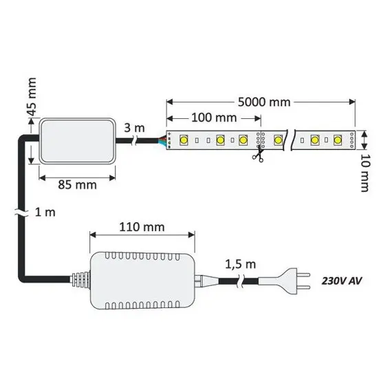 ZLD-RGB-5M-02W Комплект лента RGB 150 LED IP20 5m 10 мм, пульт RF RGB на 4 зоны блок питания PLD 38W/5m - 2