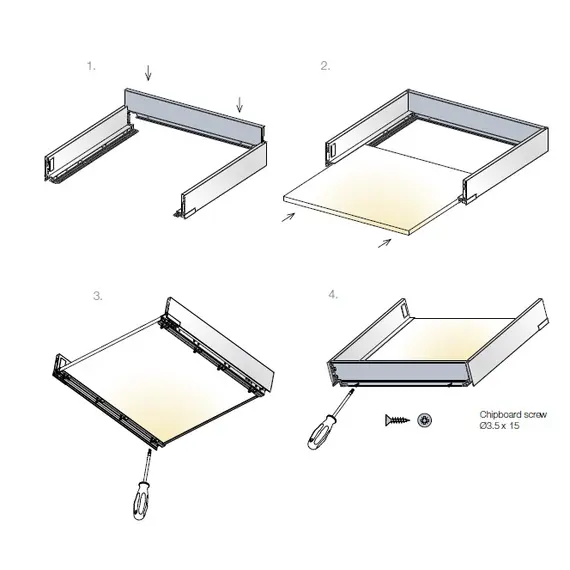655-7L01-150-00 Стенка задняя стальная для ящиков Tekform Slimline DW70 300мм, панель 16 мм, белый - 2