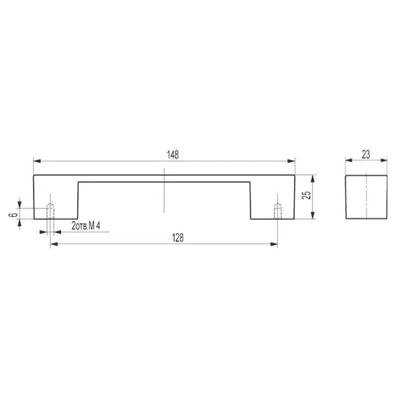 Ручка-скоба FS-043 128 Cr матовый (ТЗ) - 2