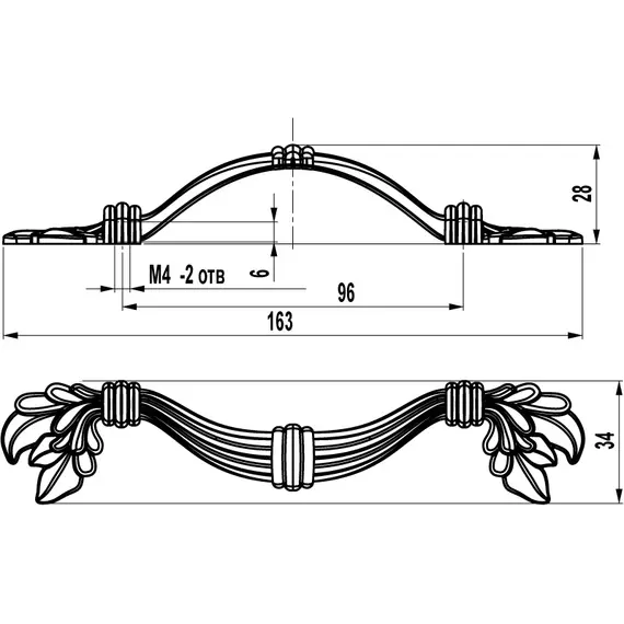 Ручка-скоба FS-180 096 бронза флоренция/8022 темно-коричневый матовый - 2