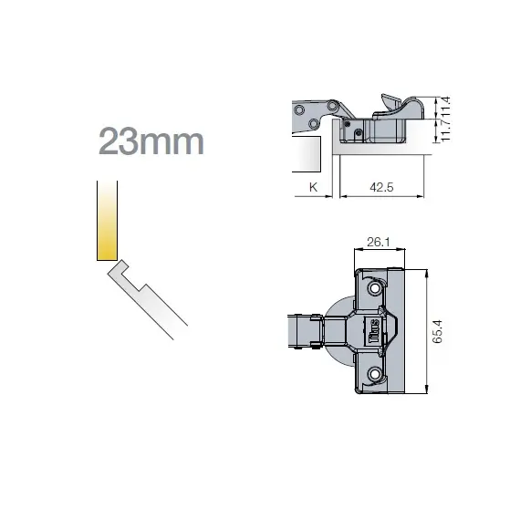 701-0W59-668-00 Петля T-type-i Noir Glissando с доводчиком 110/45/23 мм, 45 гр - 7