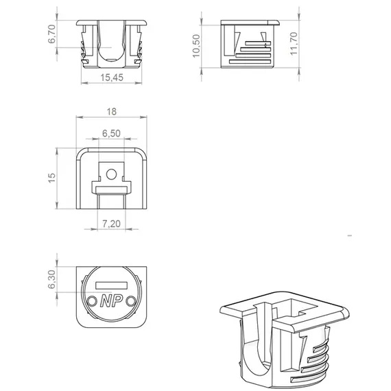 ФД15С-10000 Полкодержатель с фиксацией, флиппер, серый - 1