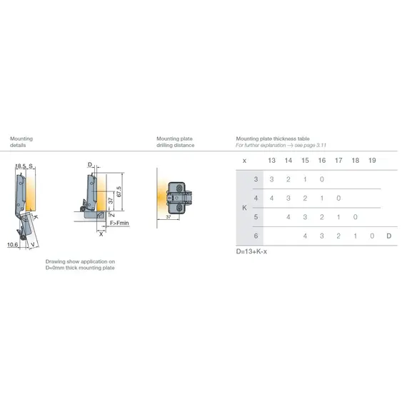 701-0AS1-668-00 Петля T-type Noir Glissando с доводчиком 110/48/0 мм для машинной установки - 10
