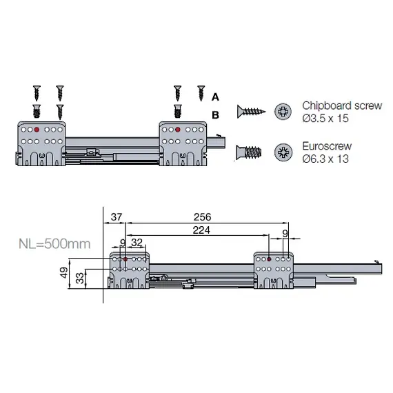 655-8E63-185-00 Выдвижной ящик Tekform Slimline Tacto DW70 500 мм, антрацит - 1