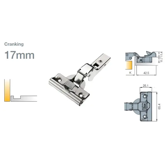 701-0DP0-054-00 Петля с доводчиком T-type Glissando 110/52/17 мм - 4