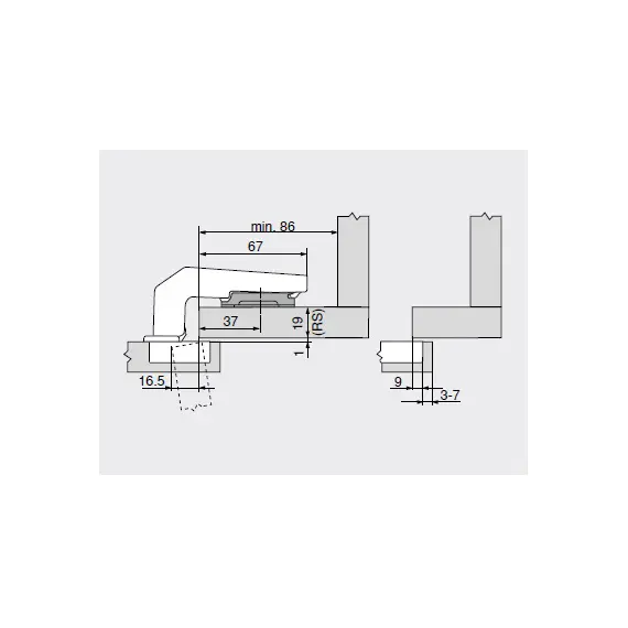 79B9950 Петля Clip top Blumotion под фальшпанель 95°, накладная, чашка петли: на шурупы, никель - 1