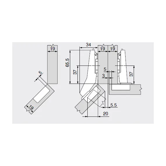 79B9698 Петля Clip top Blumotion угловая 45°, полунакладная I, чашка петли: INSERTA, никель - 1
