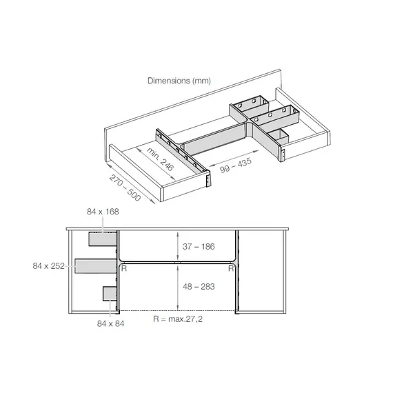 Рейл для установки лотков для системы хранения Banio Ninka,светло-серый арт.5014.хх.20171 - 4