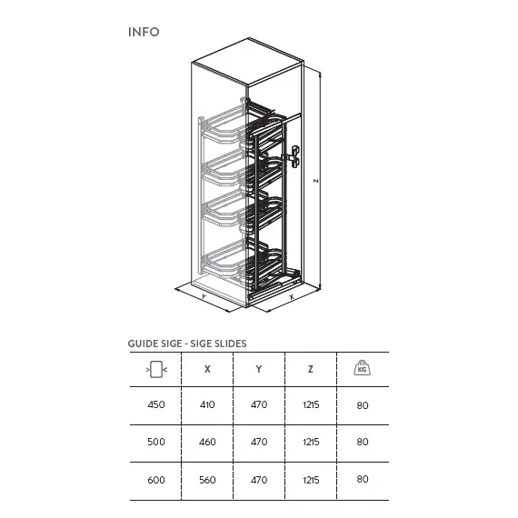 230BPlus.450 Колонна выдвижная, 8 корзин, шкаф 450мм - 1